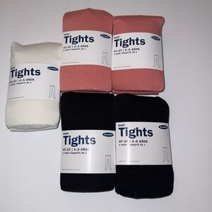 Old Navy Kids' Footed Tights - White, Black, and Pink Set of 5 Girls Size 4T-5T